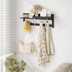 AMBIRD Wall Hooks with Shelf, 26.57 Inch Entryway Wood Coat Hooks - Image 2