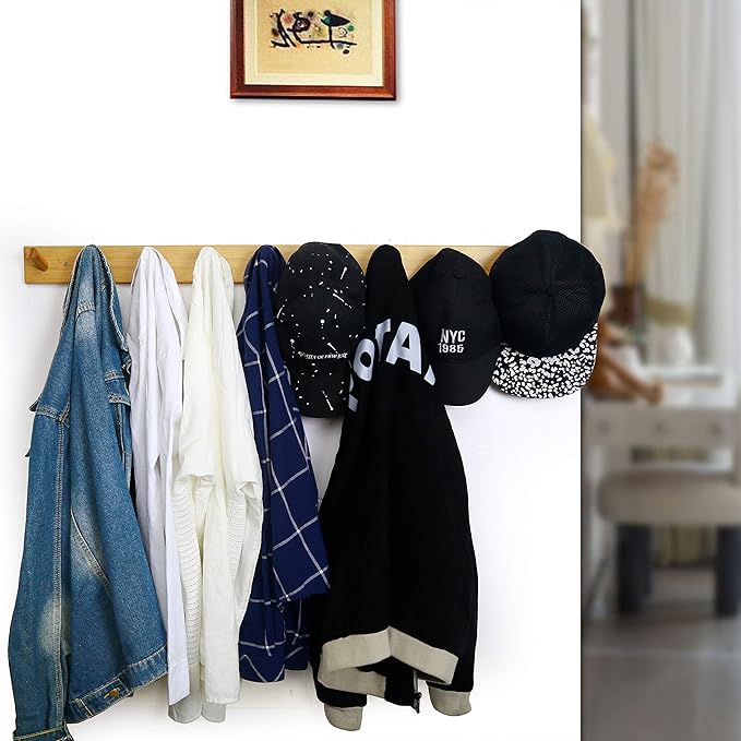 WEBI Coat Rack Wall Mounted, 10 Hooks, Peg Rail Hat Hooks - Image 6