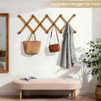 WGFKVAS Hat Rack for Wall with 14 Hooks, Solid Wooden, Expandable Coat Rack - Image 5