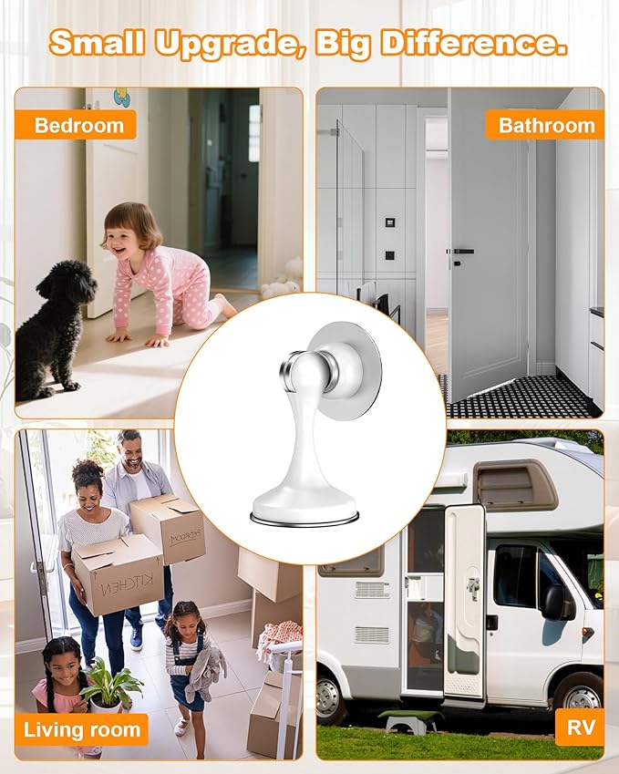 Crosize Magnetic Door Stoppers 8 Pack, Stainless Steel Door Stops - Image 7