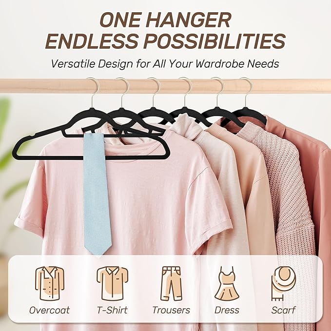 Velvet Hangers 30 Pack with Gold Hooks, Non-Slip Slim Felt Hanger - Image 6