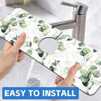 Watercolor Gold Eucalyptus Branch Dish Drying Mat - Image 6
