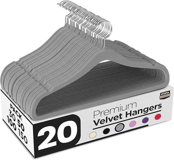 Utopia Home Velvet Hangers 20 Pack – Luxury Non-Slip Slim Pant & Coat Hangers by UTOPIAHOME