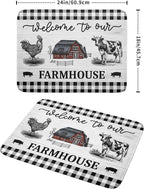 Farmhouse Barn Dish Drying Mat 18x24 Inch Cow Rooster Absorbent Microfiber Dish - Image 2