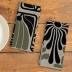 Sage Green Groovy 70s Retro Kitchen Towels Set of 2 - Image 3