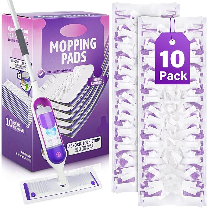 Mop Pads Refills for Swiffer Power Mop: 10 Pcs Wet Dry Disposable Pad for by Ehadoo