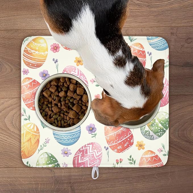 Easter Dish Drying Mat for Kitchen Counter Colorful Easter Eggs Floral Pattern - Image 9