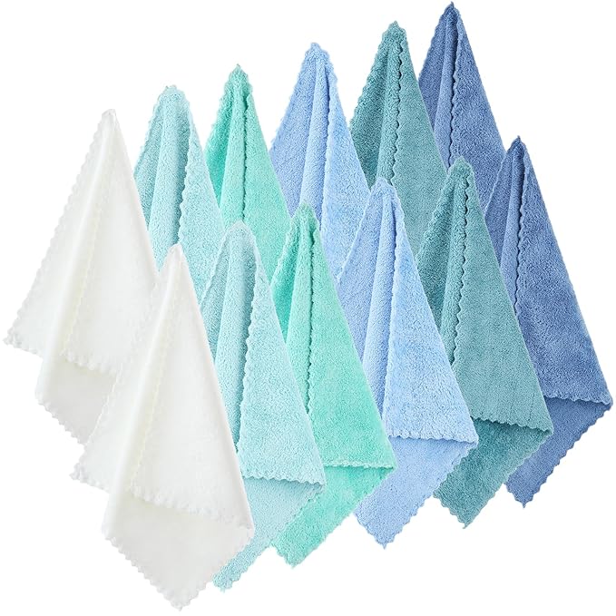 Syhood 12 Pieces Face Wash Cloth 12 x 12 in Makeup Remover Cloths Towel Coral by Syhood