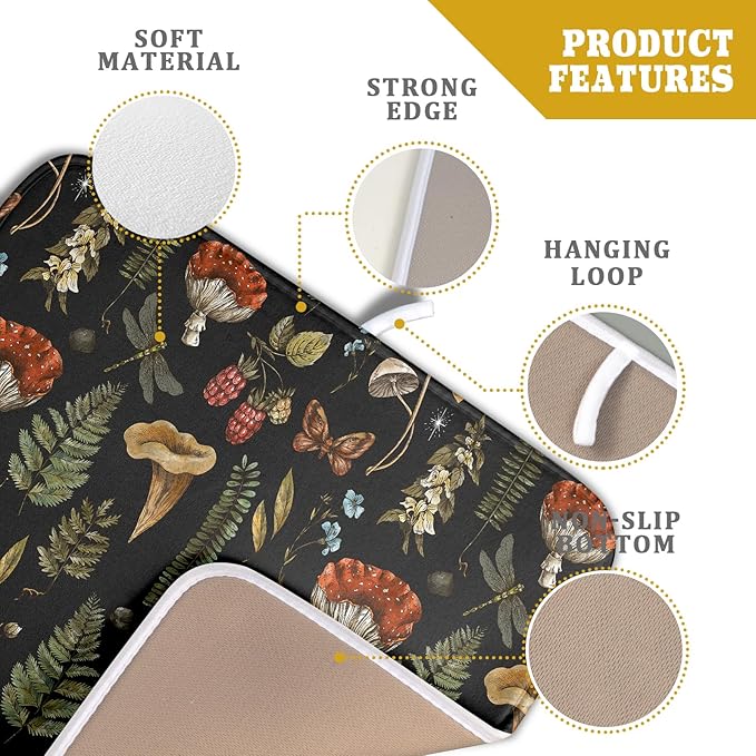 Mushroom Fern Leaves Berry Dish Drying Pad 16 x 18 Inch - Image 4