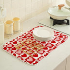 Valentines Day Dish Drying Mats 18x24 Inch Pink Red Heart Plaid Drying Mats - Image 3