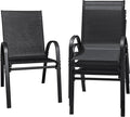 Flamaker Patio Chairs Stackable Dining Chairs Set of 4 Metal and Teslin Outdoor Chairs for Lawn Deck Porch Balcony (Black) by Flamaker