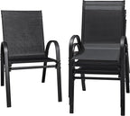 Flamaker Patio Chairs Stackable Dining Chairs Set of 4 Metal and Teslin Outdoor Chairs for Lawn Deck Porch Balcony (Black) by Flamaker