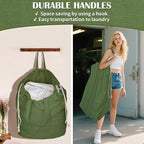 Canvas Laundry Bags with Handles & Rectangular Base, Washable Cotton Drawstring - Image 5