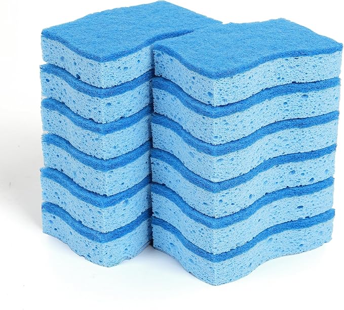 Kitchen Sponges – 12 Pack – Non-Scratch Dual-Sided Cellulose Scrub Sponges by Unknown