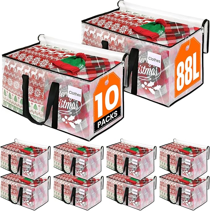 Clear Heavy Duty Extra Large Moving Bags, Reinforced Handle & Double Zipper by RoomHacks