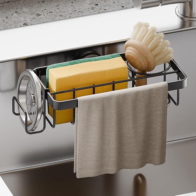 TAILI Sponge Holder with Strong Suction Cup, 4-in-1 Rustproof Sink Organizer by TAILI