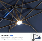 HOMSHADE 10 ft Square Cantilever Patio Umbrella with Base Included, Solar Lights Large Umbrella Outdoor Patio with 360°Rotation&Tilting, LED Lighted Offset Umbrellas w/Stand for Pool Deck - Image 8