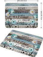 Daisy Floral Dish Drying Mat 18x24 Inches Rustic Wood Microfiber Absorbent - Image 2