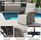 Dual-Adjust Swivel Outdoor Recliner Chair Set of 3 - Reclining Patio Chair with Adjustable Backrest and Footrest, All-Weather Wicker Chaise Lounge Outdoor with Side Table for Deck (Upgraded 2.0) - Image 5