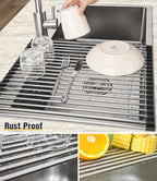 Tomorotec 21" x 15.5" Roll Up Dish Drying Rack Over Sink Drying Rack Sink Cover - Image 2