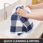 Homaxy 100% Cotton Waffle Weave Check Plaid Kitchen Towels, 13 x 28 Inches - Image 3