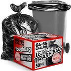 ToughBag 64-65 Gallon Trash Bags Heavy Duty, 50 x 48” Large Black Garbage Bags by ToughBag