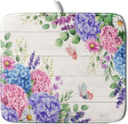 Hydrangea Floral Dish Drying Mat 16x18 inch Spring Summer Decorative Fast Dry by Giwawa