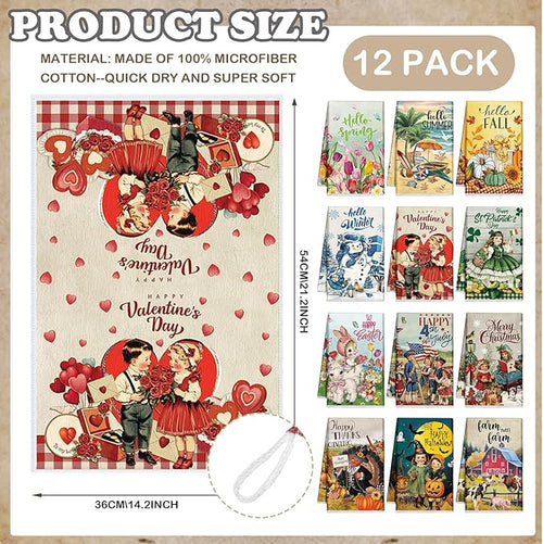 12 Pcs Seasonal Kitchen Towels Set - Image 2