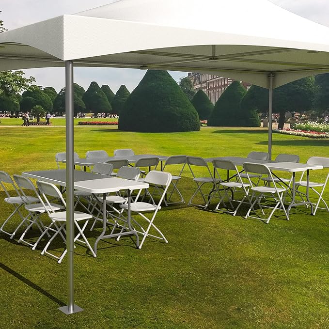 VINGLI 1 Pack White Plastic Folding Chair, Indoor Outdoor Portable Stackable Commercial Seat with Steel Frame 350lb. Capacity for Events Office Wedding Party Picnic Kitchen Dining - Image 8