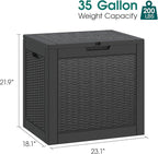 Outdoor Storage Box, Resin Deck Boxes Indoor and outdoor, Waterproof Storage Box Lockable Lid (Black, 35 Gallon) - Image 2