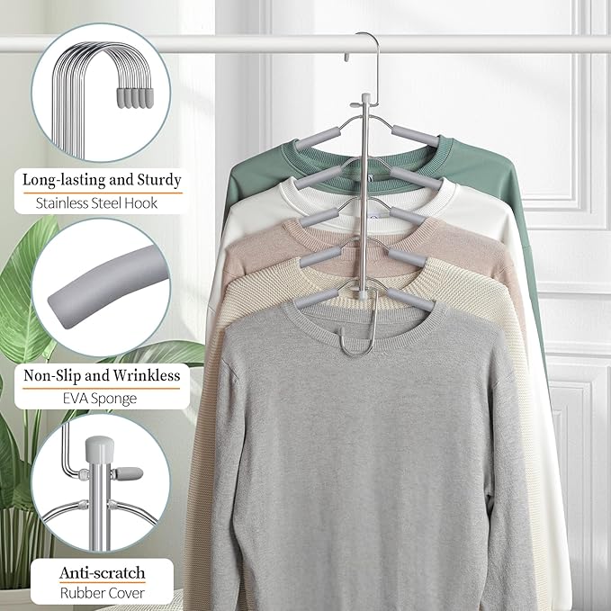Clothes Hangers Space Saving Shirt Organizer, Non Slip Multi Shirt Hangers - Image 6