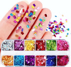 Laser Square Glitter Nail Art Sequins, Holographic 3D 12 Colors Glitter Flakes - Image 2