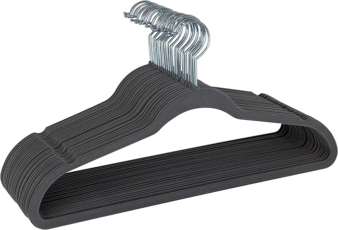 Simplify Slim Velvet Clothes Hangers | 25 Pack | Non-Slip | Shirts | Suit | by Simplify