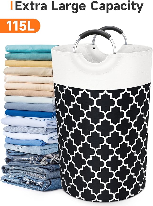 Large Laundry Basket Laundry Hamper Bag Washing Bin Clothes Bag Collapsible Tall - Image 5