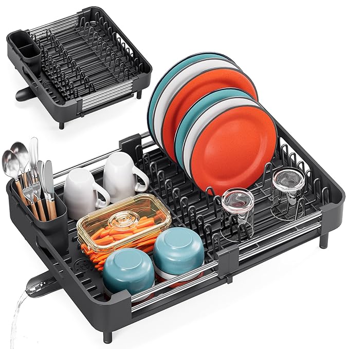 TOOLF Dish Drying Rack with Drainboard, Extendable Dish Rack by TOOLF