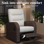 LayinSun Oversized Wicker Outdoor Swivel Glider Recliner with Adjustable Backrest & Footrest, Patio Reclining Lounge Chair - Set of 2 - Image 3