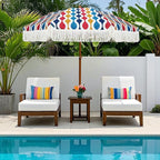 AMMSUN 7ft Patio Umbrella with Fringe Outdoor Tassel Umbrella UPF50+ Premium Steel Pole and Ribs Push Button Tilt, Wave Colorful - Image 3