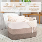 OIAHOMY Extra Large Blanket Basket, 110L Cotton Rope Woven Laundry Basket - Image 2
