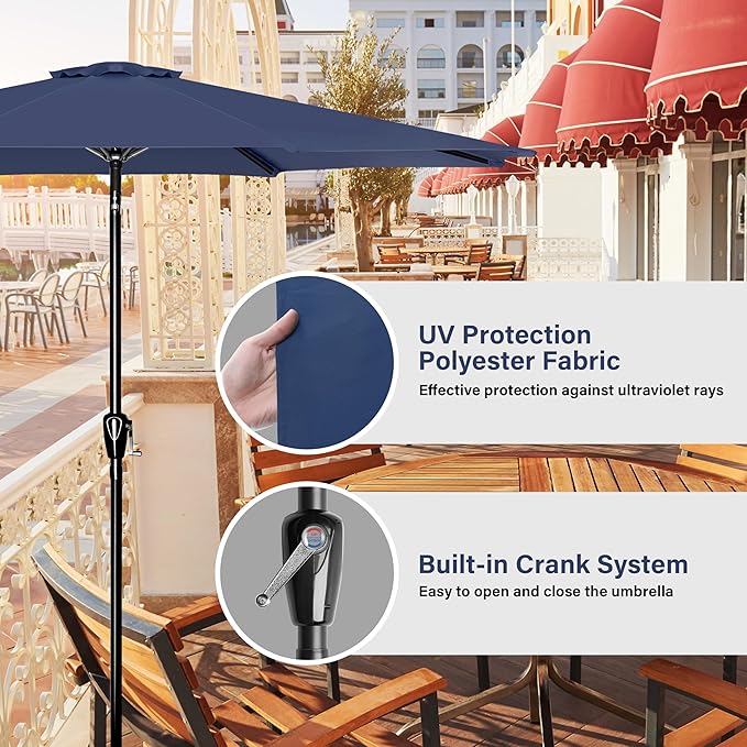 Simple Deluxe 9' Patio Umbrella Outdoor Table Market Yard Umbrella with Push Button Tilt/Crank - Image 3