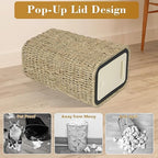 Boho Trash Can with Lid, 3 Gallon Small Rattan Trash Can with Press Top Lid - Image 5