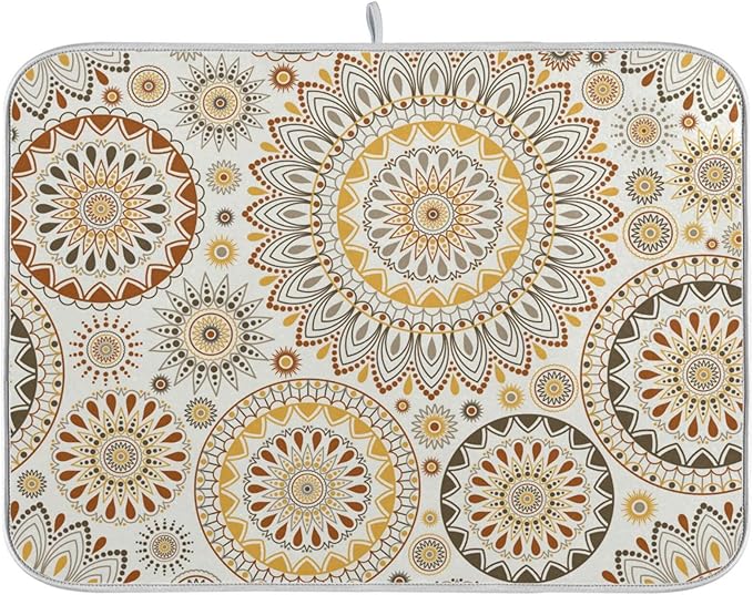 Mandala Ethnic Bohemian Ornament Dish Drying Mat by BOENLE-WELCOMEYOURCOMING