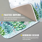 Watercolor Winter Dish Drying Pad Forest Kitchen Mat - Image 3