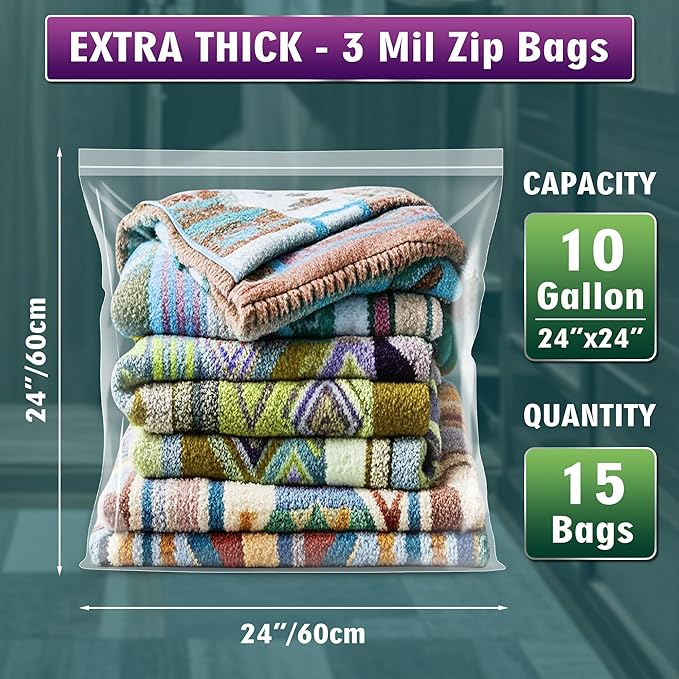 Extra Large 10 Gallon Zippered Plastic Bags - Image 2