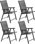 Yaheetech Patio Dining Chairs Set of 4 with Armrests, Outdoor Folding Chairs with Metal Frame and Backrest for Lawn, Garden, Yard and Poolside, Black by Yaheetech