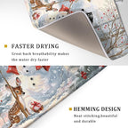 Winter Snowman Dish Drying Mat for Kitchen Counter Red Bird Berry Dishes - Image 3