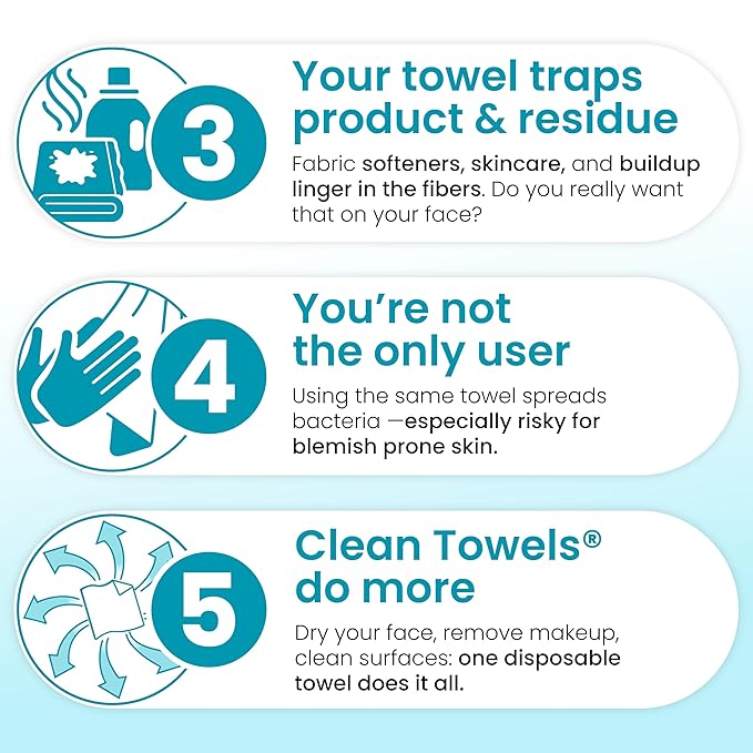 Clean Skin Club Blemish Control Clean Towels® XL, Compostable Face Towels - Image 5