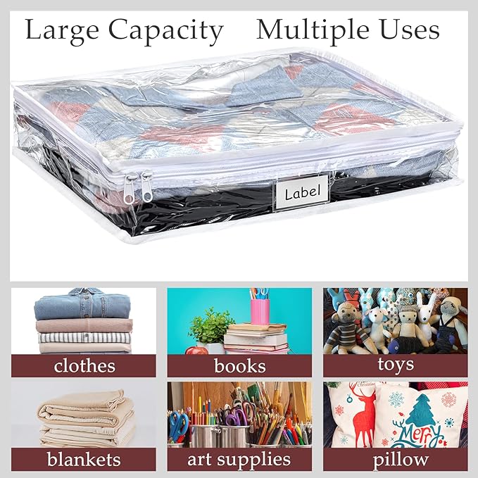 Hoolerry 6 Pieces Sweater Storage Bags Plastic Clear PVC Clothes Storage Bags - Image 7
