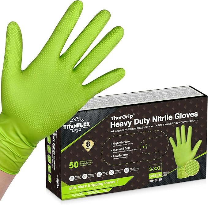 TitanFlex Heavy Duty Industrial Nitrile Gloves by TitanFlexDisposableGloves