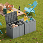 Devoko 30 Gallon Resin Deck Box 2 Pack Outdoor Indoor Waterproof Storage Box for Patio Furniture Pool Accessories Storage for Cushion Garden Tools (Grey, 2 Pack) - Image 4
