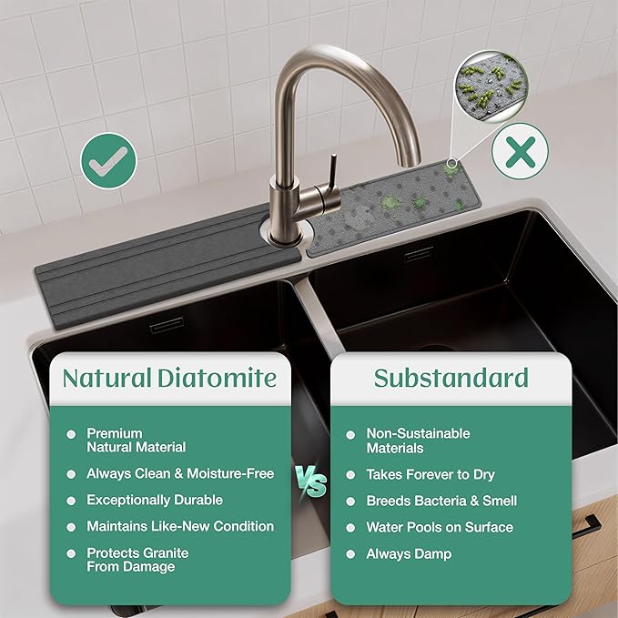 Stone Faucet Mat for Kitchen Sink Splash Guard 23.6" x 3.9" - Image 6